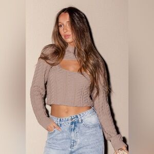 Sandy Cable Knit Cutout Long Sleeve Sweater